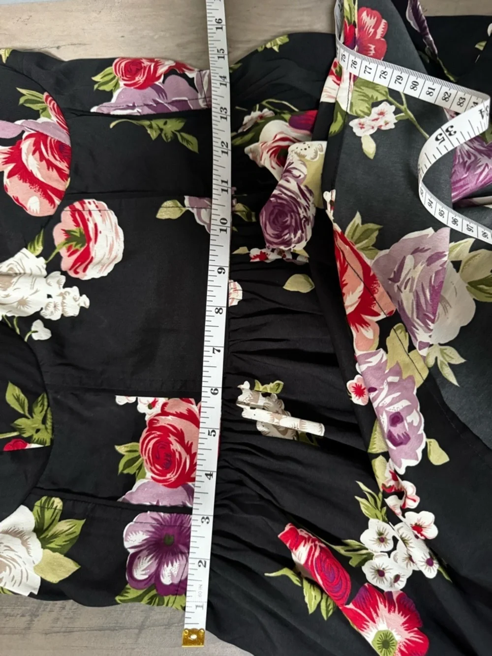 Band of Gypsies Black Mini Dress with Pink Rose Print